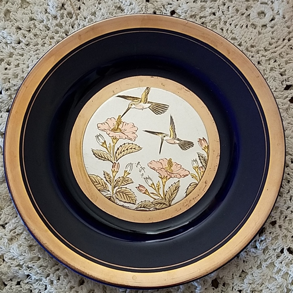 CHOKIN HUMMINGBIRDS Plate 24kt gold plated